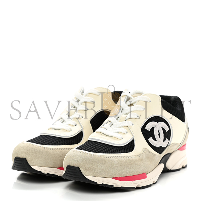 CHANEL SNEAKERS CALFSKIN, MESH & SUEDE CALFSKIN IVORY, BLACK & BEIGE G39066 Y55828 K4292 CHANEL SNEAKERS CALFSKIN, MESH & SUEDE CALFSKIN IVORY, BLACK & BEIGE G39066 Y55828 K4292